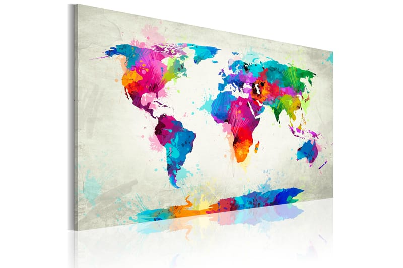 Billede Map Of The World An Explosion Of Colors 60x40 - Artgeist sp. z o. o. - Boligtilbehør - Billeder & kunst - Billeder på lærred