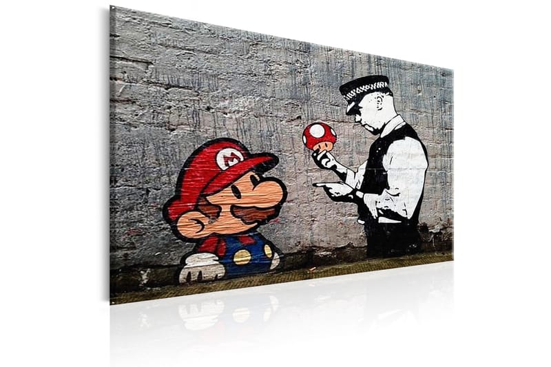 Billede Mario & Cop by Banksy 120x80 - Artgeist sp. z o. o. - Boligtilbehør - Billeder & kunst - Billeder på lærred