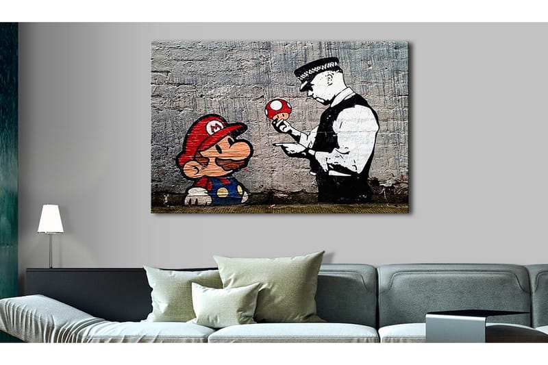 Billede Mario & Cop by Banksy 120x80 - Artgeist sp. z o. o. - Boligtilbehør - Billeder & kunst - Billeder på lærred