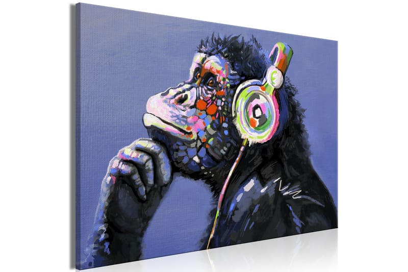 Billede Musical Monkey (1 del) Bred 120x80 - Artgeist sp. z o. o. - Boligtilbehør - Billeder & kunst - Billeder på lærred