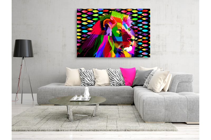 Billede Rainbow Lion (1 del) Bred 120x80 - Artgeist sp. z o. o. - Boligtilbehør - Billeder & kunst - Billeder på lærred