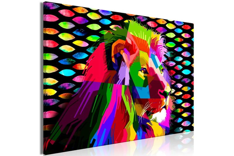 Billede Rainbow Lion (1 del) Bred 120x80 - Artgeist sp. z o. o. - Boligtilbehør - Billeder & kunst - Billeder på lærred