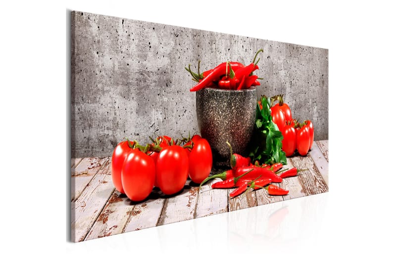 Billede Red Vegetables (1 del) Beton Smal 135x45 - Artgeist sp. z o. o. - Boligtilbehør - Billeder & kunst - Billeder på lærred