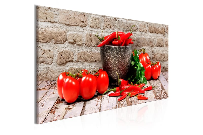 Billede Red Vegetables (1 del) Mursten Smal 135x45 - Artgeist sp. z o. o. - Boligtilbehør - Billeder & kunst - Billeder på lærred