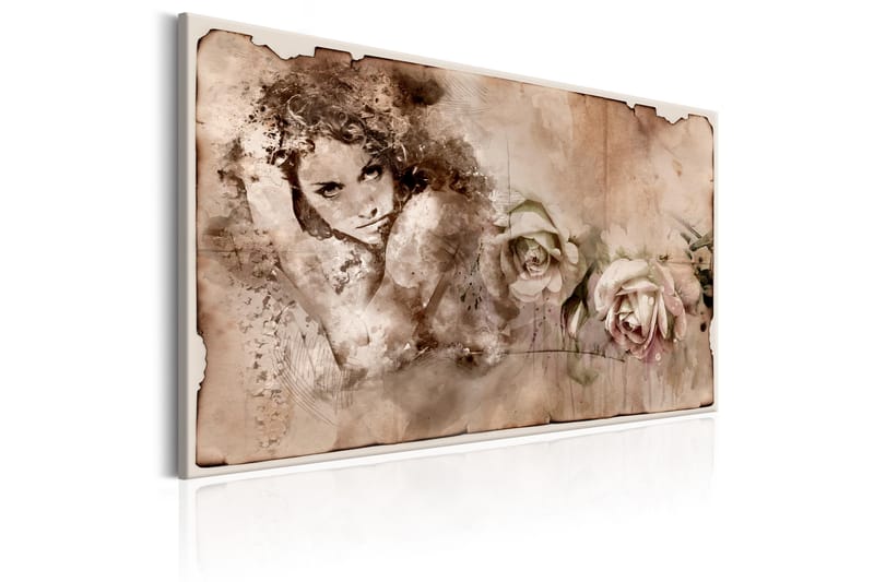 Billede Retro stil: Woman and Roses 120x80 - Artgeist sp. z o. o. - Boligtilbehør - Billeder & kunst - Billeder på lærred