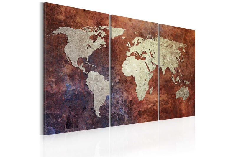 Billede Rusty World Map Trips 90x60 - Artgeist sp. z o. o. - Boligtilbehør - Billeder & kunst - Billeder på lærred