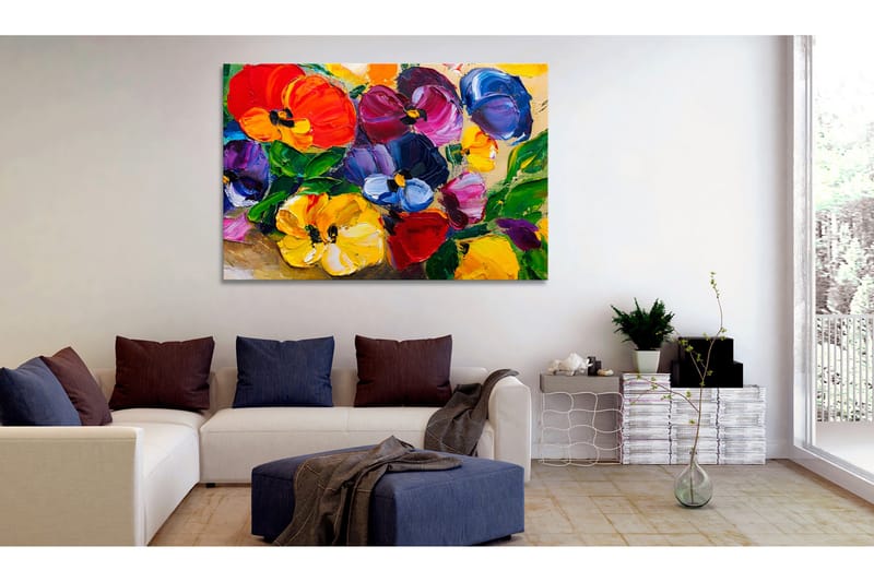 Billede Spring Pansies 120x80 - Artgeist sp. z o. o. - Boligtilbehør - Billeder & kunst - Billeder på lærred