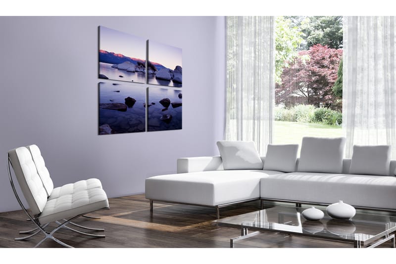 Billede Stenstrand ved Alpine Lake 90x90 - Artgeist sp. z o. o. - Boligtilbehør - Billeder & kunst - Billeder på lærred