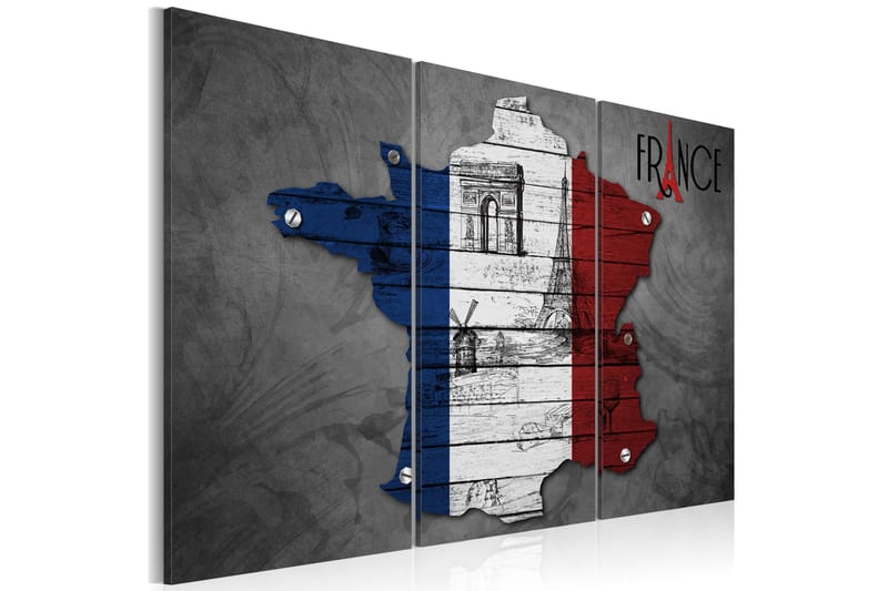 Billede Symbols in France Triptych 90x60 - Artgeist sp. z o. o. - Boligtilbehør - Billeder & kunst - Billeder på lærred