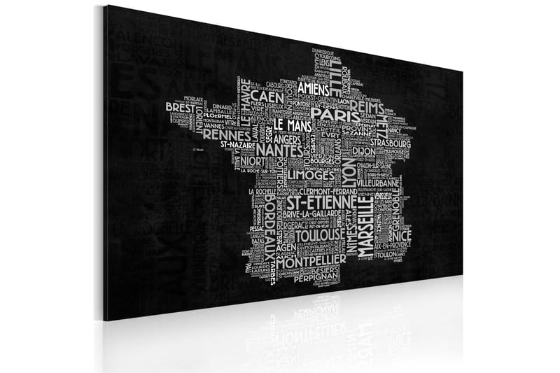 Billede Text Map Of France On The Blackboard 60x40 - Artgeist sp. z o. o. - Boligtilbehør - Billeder & kunst - Billeder på lærred