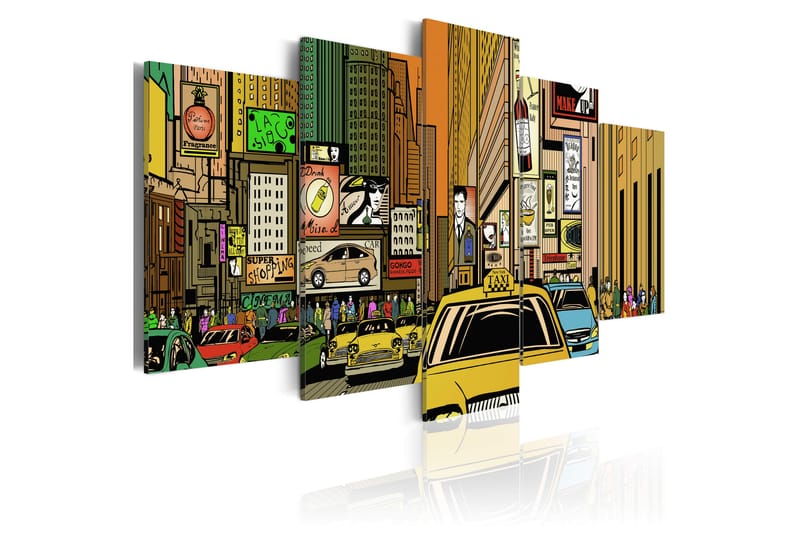 Billede The Streets Of New York City In Cartoons 200x100 - Artgeist sp. z o. o. - Boligtilbehør - Billeder & kunst - Billeder på lærred