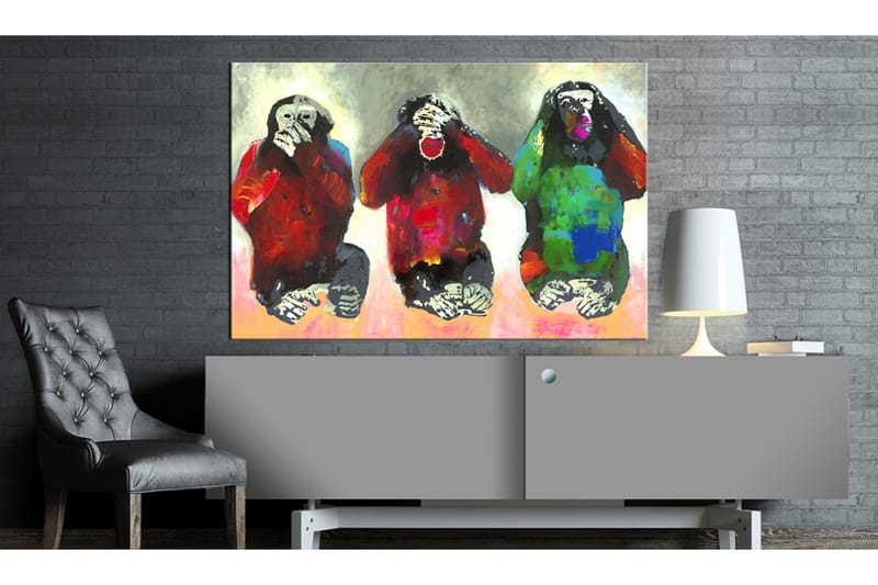 Billede Three Wise Monkeys 90x60 - Artgeist sp. z o. o. - Boligtilbehør - Billeder & kunst - Billeder på lærred