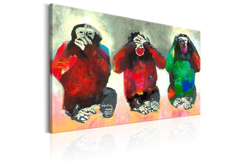 Billede Three Wise Monkeys 90x60 - Artgeist sp. z o. o. - Boligtilbehør - Billeder & kunst - Billeder på lærred