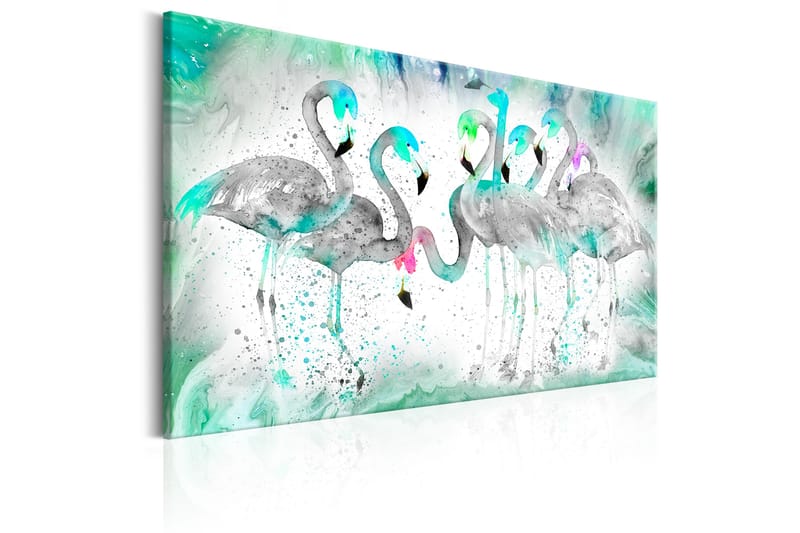 Billede Turquoise Flamingoes 120x80 - Artgeist sp. z o. o. - Boligtilbehør - Billeder & kunst - Billeder på lærred