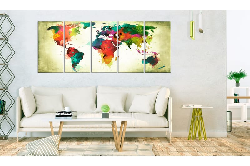 Billede Unusual World Map 225x90 - Artgeist sp. z o. o. - Boligtilbehør - Billeder & kunst - Billeder på lærred