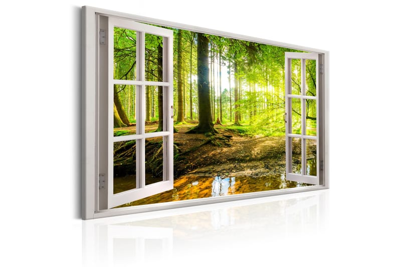 Billede Window: View on Forest 120x80 - Artgeist sp. z o. o. - Boligtilbehør - Billeder & kunst - Billeder på lærred