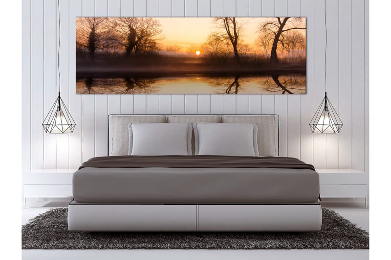 Billede Winter Sunset (1 del) Smal 120x40 - Artgeist sp. z o. o. - Boligtilbehør - Billeder & kunst - Billeder på lærred