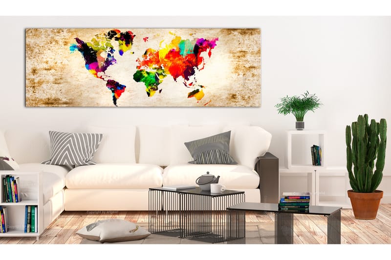 Billede World in Watercolours 120x40 - Artgeist sp. z o. o. - Boligtilbehør - Billeder & kunst - Billeder på lærred