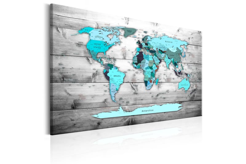 Billede World Map: Blue World 120x80 - Artgeist sp. z o. o. - Boligtilbehør - Billeder & kunst - Billeder på lærred