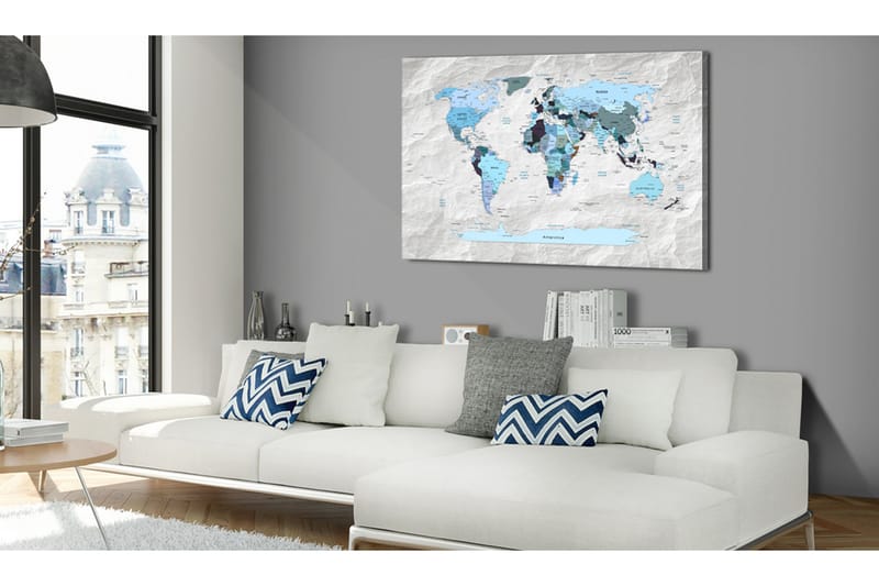 Billede World Map: Blue Pilgrimages 60x40 - Artgeist sp. z o. o. - Boligtilbehør - Billeder & kunst - Billeder på lærred