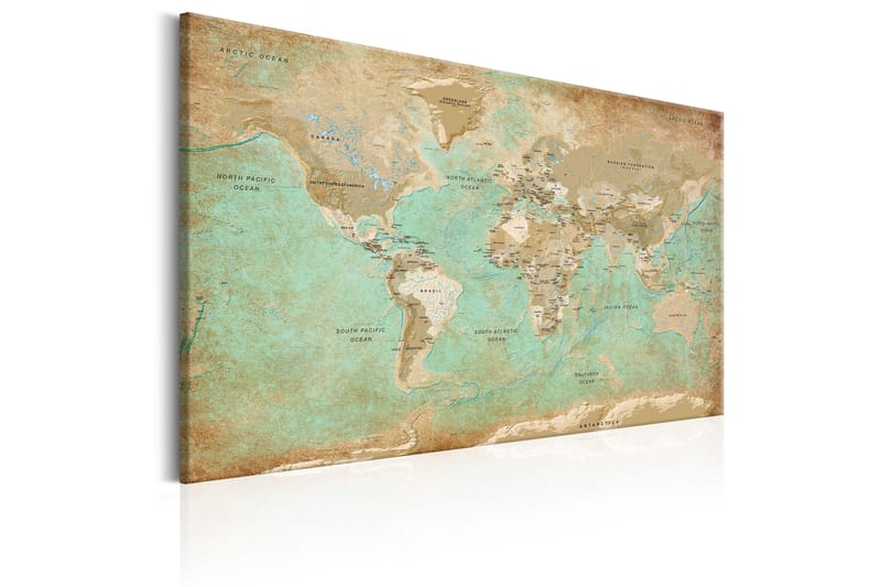 Billede World Map: Celadon Journey 120x80 - Artgeist sp. z o. o. - Boligtilbehør - Billeder & kunst - Billeder på lærred