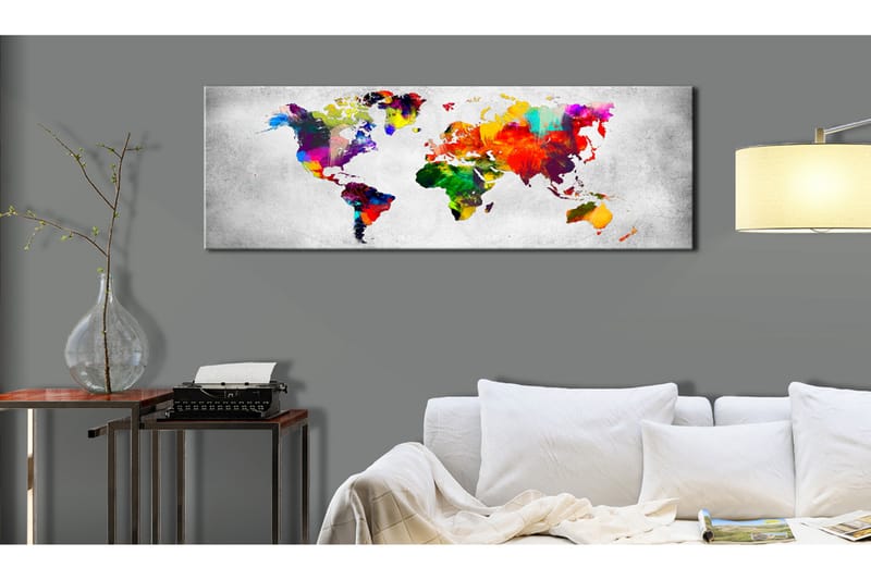 Billede World Map: Coloured Revolution 120x40 - Artgeist sp. z o. o. - Boligtilbehør - Billeder & kunst - Billeder på lærred