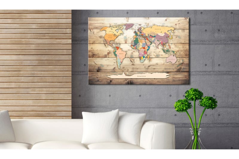 Billede World Map: Colourful Continents 60x40 - Artgeist sp. z o. o. - Boligtilbehør - Billeder & kunst - Billeder på lærred