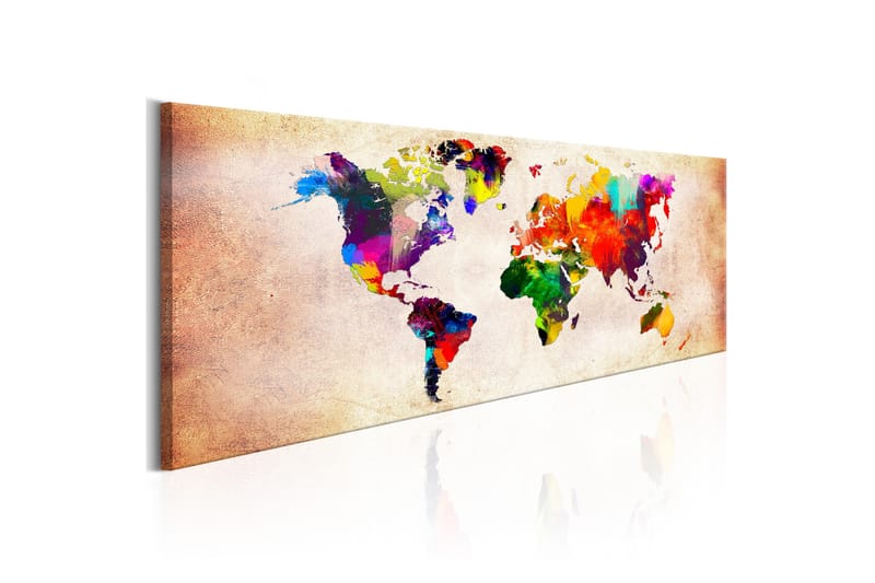 Billede World Map: Colourful Ramble 120x40 - Artgeist sp. z o. o. - Boligtilbehør - Billeder & kunst - Billeder på lærred