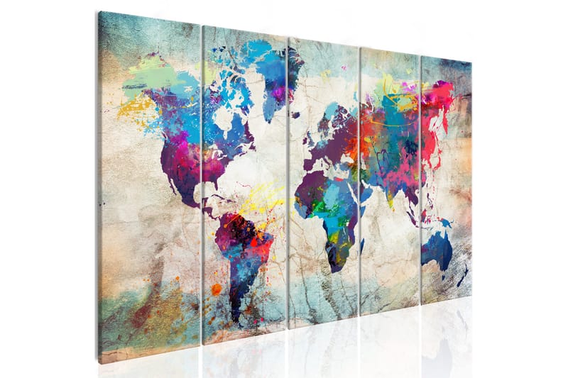 Billede World Map: Cracked Wall 200x80 - Artgeist sp. z o. o. - Boligtilbehør - Billeder & kunst - Billeder på lærred