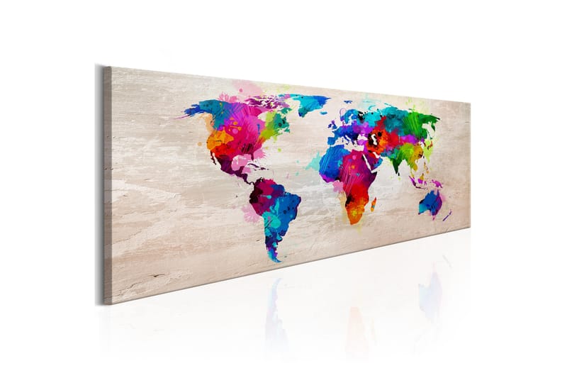 Billede World Map: Finesse of Colors 120x40 - Artgeist sp. z o. o. - Boligtilbehør - Billeder & kunst - Billeder på lærred