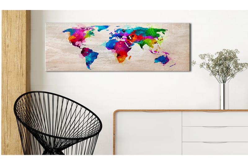 Billede World Map: Finesse of Colors 120x40 - Artgeist sp. z o. o. - Boligtilbehør - Billeder & kunst - Billeder på lærred