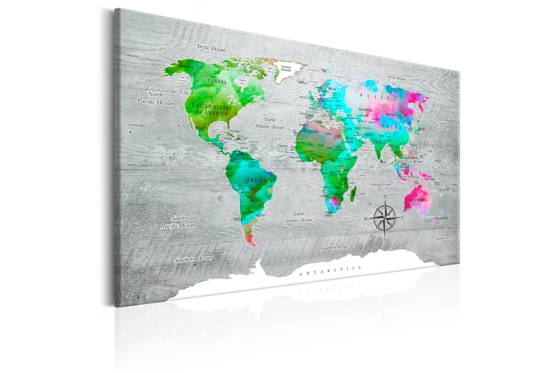 Billede World Map: Green Paradise 120x80 - Artgeist sp. z o. o. - Boligtilbehør - Billeder & kunst - Billeder på lærred