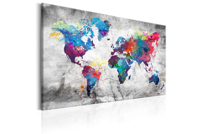 Billede World Map: Grey Style 120x80 - Artgeist sp. z o. o. - Boligtilbehør - Billeder & kunst - Billeder på lærred