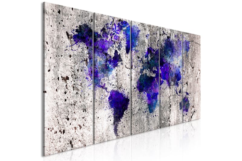 Billede World Map Ink Blots 5 Parts Narrow 200x80 - Artgeist sp. z o. o. - Boligtilbehør - Billeder & kunst - Billeder på lærred