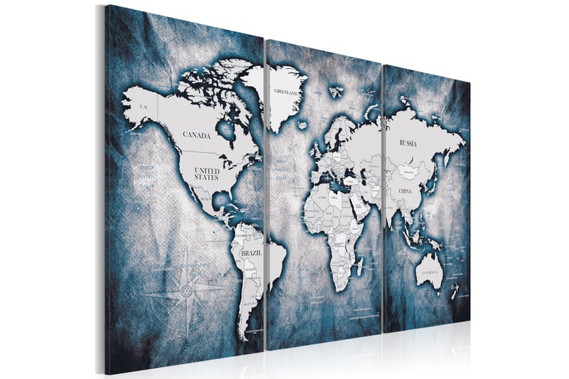 Billede World Map: Ink Triptych 90x60 - Artgeist sp. z o. o. - Boligtilbehør - Billeder & kunst - Billeder på lærred