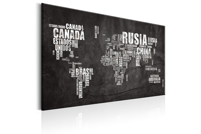 Billede World Map: Mundo Negro 120x80 - Artgeist sp. z o. o. - Boligtilbehør - Billeder & kunst - Billeder på lærred