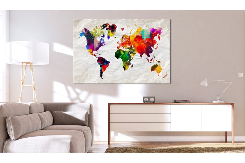 Billede World Map: Rainbow Madness 60x40 - Artgeist sp. z o. o. - Boligtilbehør - Billeder & kunst - Billeder på lærred