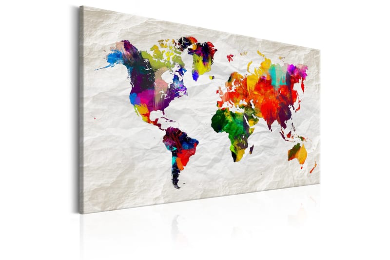 Billede World Map: Rainbow Madness 90x60 - Artgeist sp. z o. o. - Boligtilbehør - Billeder & kunst - Billeder på lærred