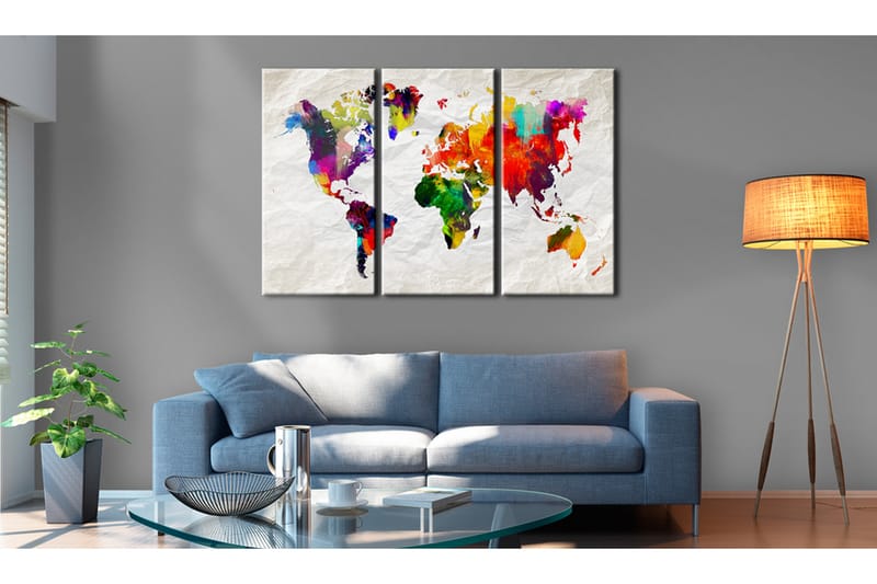 Billede World Map: Rainbow Madness II 120x80 - Artgeist sp. z o. o. - Boligtilbehør - Billeder & kunst - Billeder på lærred