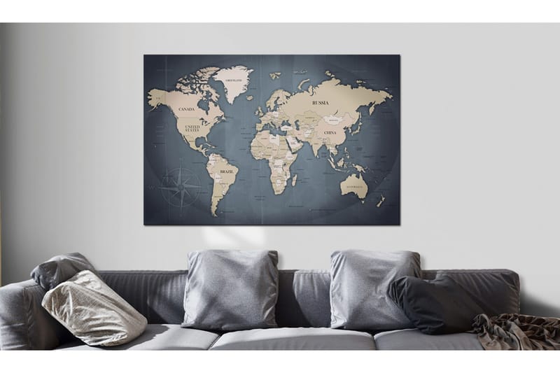 Billede World Map: Shades of Grey 120x80 - Artgeist sp. z o. o. - Boligtilbehør - Billeder & kunst - Billeder på lærred