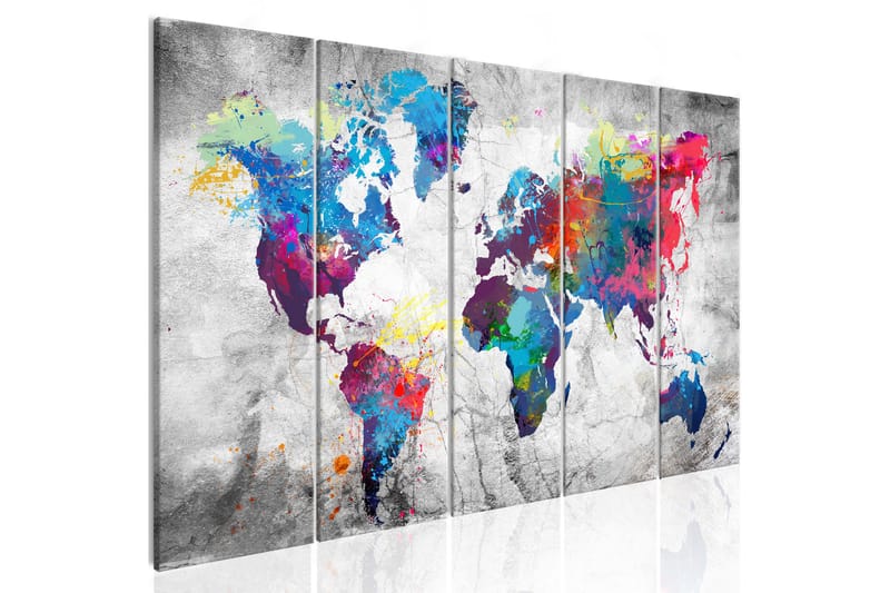 Billede World Map: Spilt Paint 200x80 - Artgeist sp. z o. o. - Boligtilbehør - Billeder & kunst - Billeder på lærred