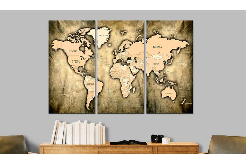 Billede World Map: The Sands of Time 120x80 - Artgeist sp. z o. o. - Boligtilbehør - Billeder & kunst - Billeder på lærred