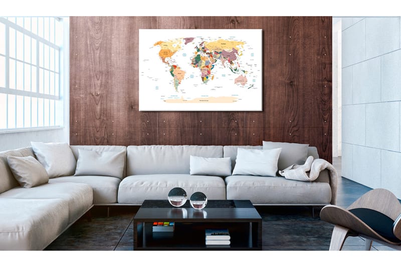 Billede World Map: Trafel Around the World 90x60 - Artgeist sp. z o. o. - Boligtilbehør - Billeder & kunst - Billeder på lærred