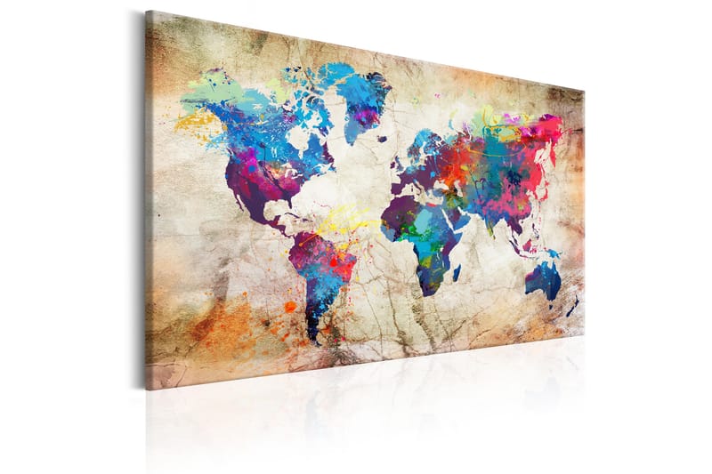 Billede World Map: Urban style 120x80 - Artgeist sp. z o. o. - Boligtilbehør - Billeder & kunst - Billeder på lærred