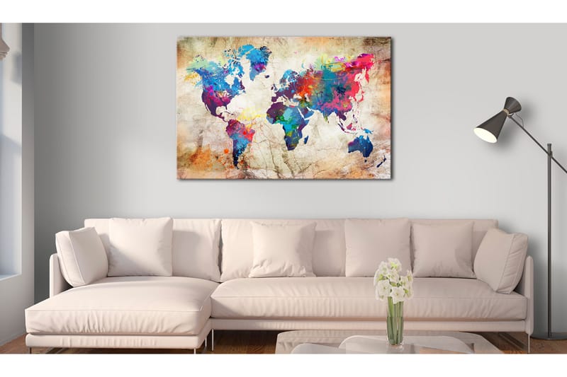 Billede World Map: Urban style 120x80 - Artgeist sp. z o. o. - Boligtilbehør - Billeder & kunst - Billeder på lærred