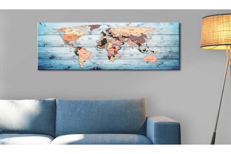 Billede World Maps: Sapphire Travels 120x40 - Artgeist sp. z o. o. - Boligtilbehør - Billeder & kunst - Billeder på lærred