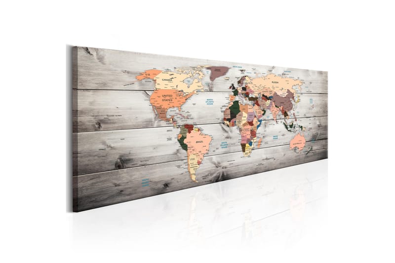 Billede World Maps: Wooden Travels 120x40 - Artgeist sp. z o. o. - Boligtilbehør - Billeder & kunst - Billeder på lærred