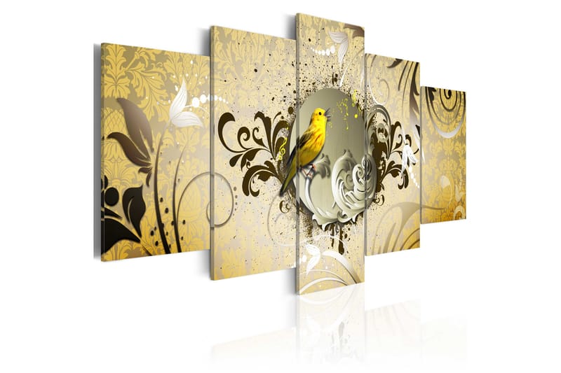 Billede Yellow Bird Singing 100x50 - Artgeist sp. z o. o. - Boligtilbehør - Billeder & kunst - Billeder på lærred