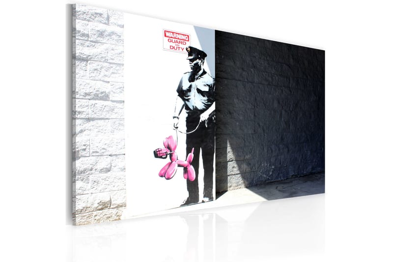 Billede Police Guard And Pink Balloon Dog Banksy 60x40 - Artgeist sp. z o. o. - Boligtilbehør - Billeder & kunst - Billeder på lærred