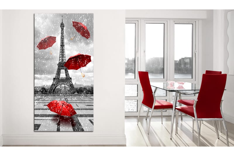 Billede Paris: Red Umbrellas 60x120 - Artgeist sp. z o. o. - Boligtilbehør - Billeder & kunst - Billeder på lærred